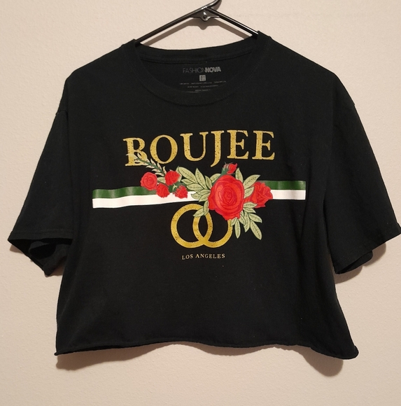 Fashion Nova Black Tee with Red and Yellow Graphic - Picture 1 of 2